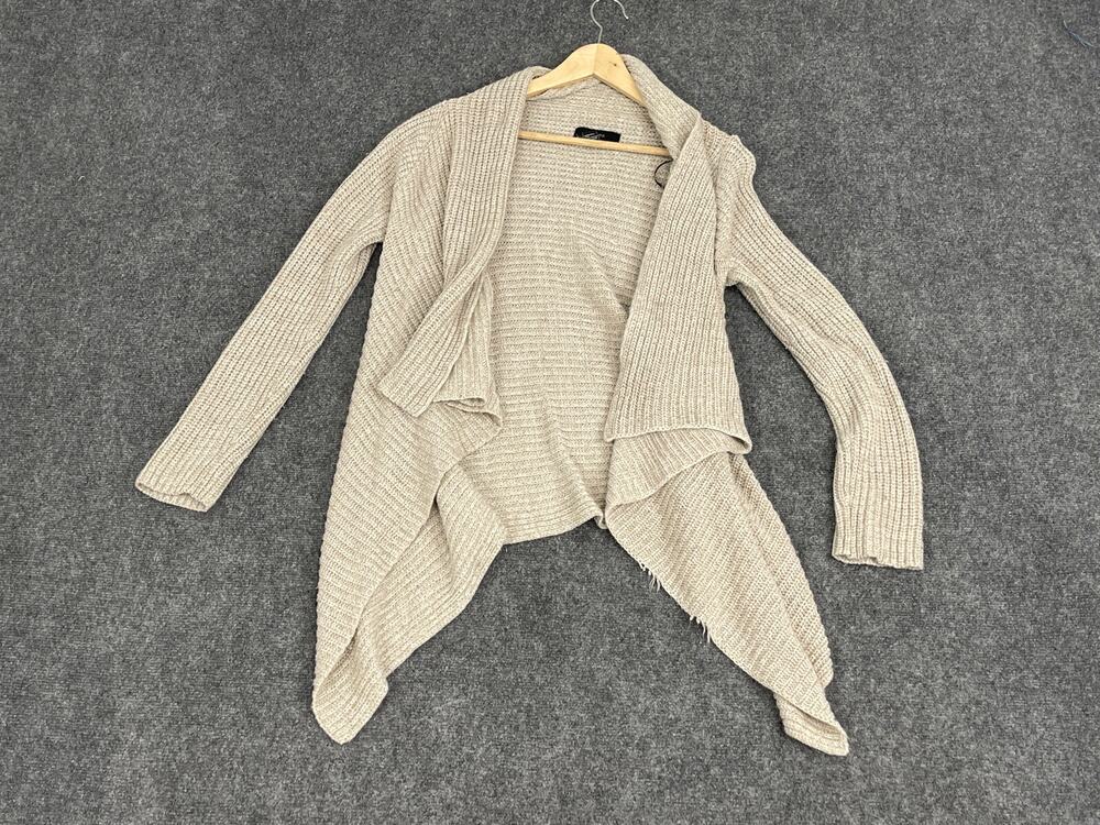 Forever 21 Cardigan Sweater Womens Large Open Front Draped Wrap Beige N12